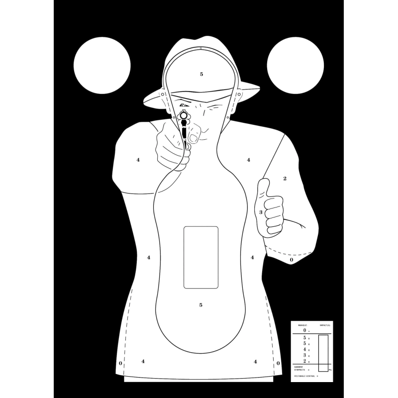 100 cibles cartons silhouette Police 51 x 71 cm