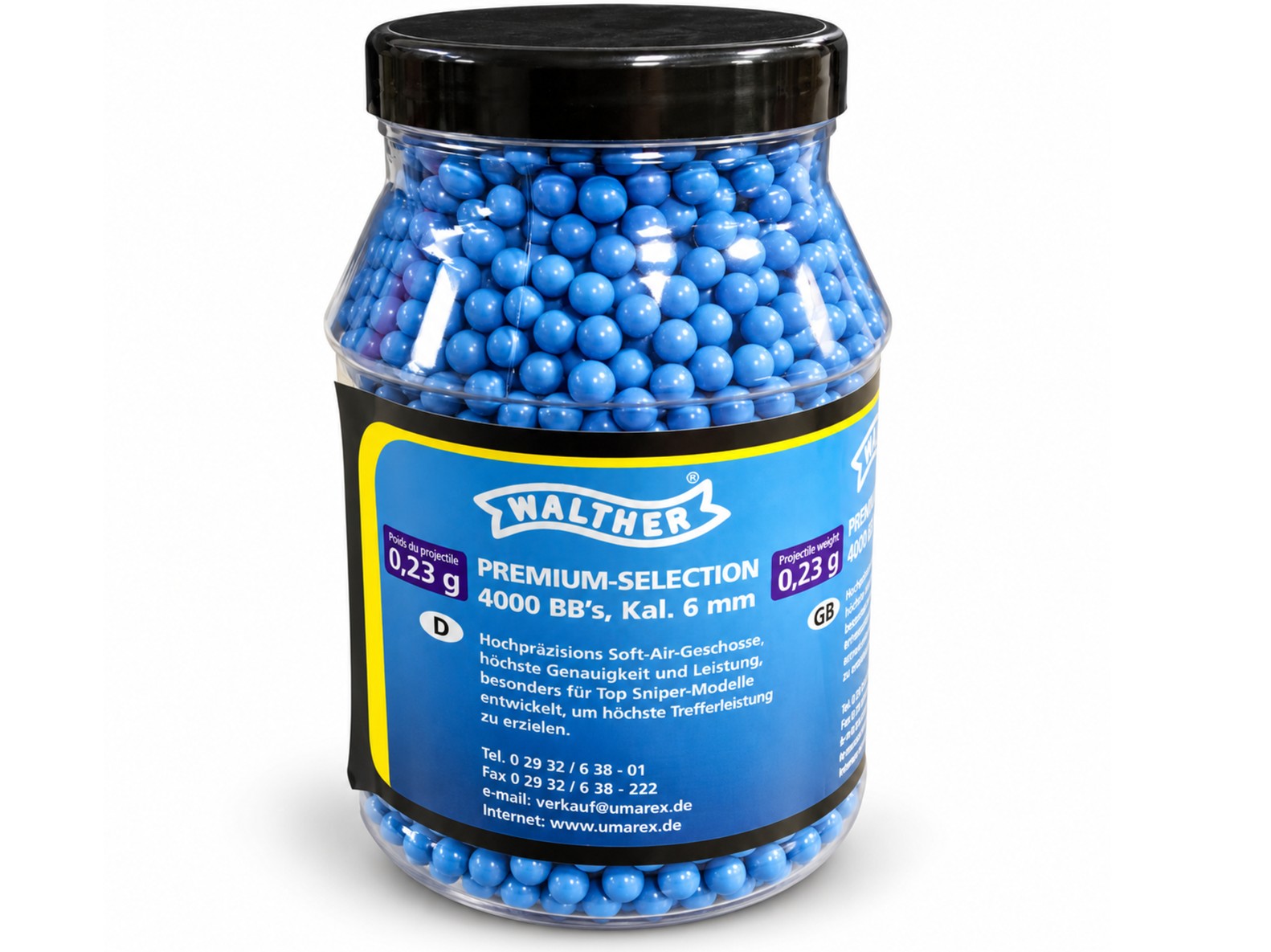 BILLES BLEU 0.23 WALTER 4000