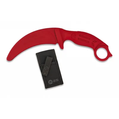 Couteau d'entraînement incurvé caoutchouc K25 rouge