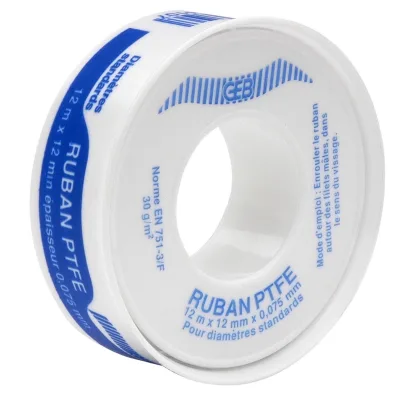 Ruban téflon 12mx12mm épaisseur 0,075 mm - diamètre standard
